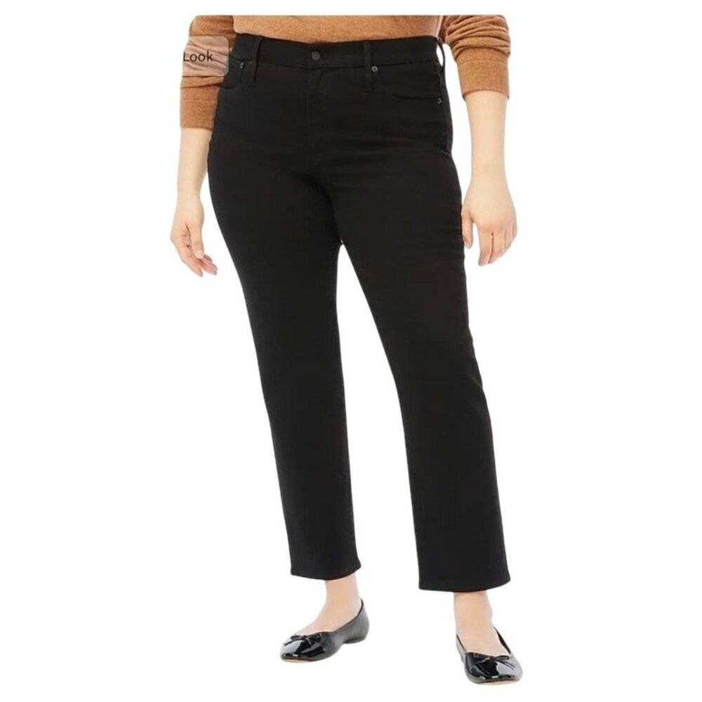 J.Crew Factory Womens Essential Straight All-Day Stretch Jeans Size 34 Black NWT